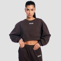 Bluza damska krótka oversize bez kaptura brązowa Aura. Brązowe bluzy damskie GYMBEAM, m, bez wzorów, z bawełny, bez ramiączek, bez kaptura. Za 118.90 zł.