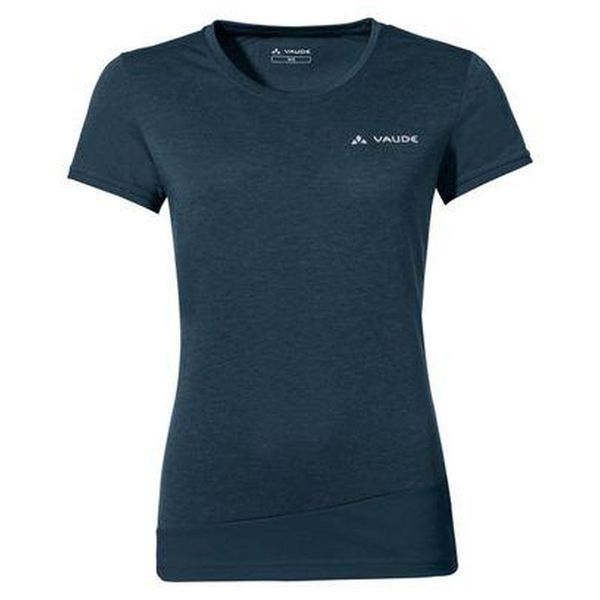 Koszulka szybkoschnąca damska Vaude Sveit Shirt. Niebieskie bluzki damskie Vaude, bez wzorów, sportowe, bez kołnierzyka, bez ramiączek. Za 156.99 zł.