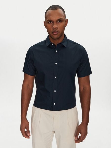 Jack & Jones Koszula Joe 12195062 Granatowy Slim Fit. Niebieskie koszule męskie Jack & Jones, l, bez wzorów, z syntetyku, bez kołnierzyka, bez ramiączek. Za 69.99 zł.