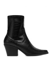 DeeZee Botki BZRB0184-7 Czarny. Czarne botki damskie DeeZee, bez wzorów, z materiału, bez obcasa, na słupku, bez zapięcia. Za 199.99 zł.