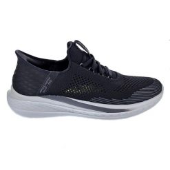 Buty wsuwane SLIP-INS sportowe męskie Skechers Slade Quinto. Czarne buty sportowe męskie Skechers, bez wzorów, bez zapięcia. Za 269.99 zł.