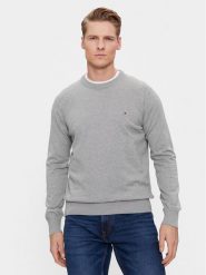 Tommy Hilfiger Sweter MW0MW30955 Szary Regular Fit. Szare swetry męskie Tommy Hilfiger, m, bez wzorów, z bawełny, bez kołnierzyka, bez ramiączek. Za 329.99 zł.