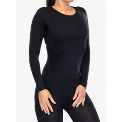 Bluza termoaktywna damska Brubeck Comfort Wool LS. Czarne bielizna sportowa damska Brubeck, bez wzorów, bez ramiączek, bez kaptura. Za 209.99 zł.
