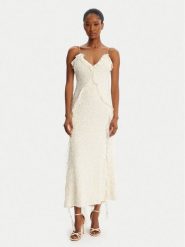 Bardot Sukienka koktajlowa Marsella Ruffle 59338DB1 Écru Regular Fit. Sukienki damskie Bardot, bez wzorów, z syntetyku, wizytowe, bez kołnierzyka, bez ramiączek. Za 479.99 zł.