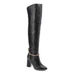Czarne Kozaki Karino Damskie Eleganckie Obuwie. Czarne kozaki damskie Karino, bez wzorów, ze skóry, przed kolano, bez obcasa, na słupku, bez zapięcia. Za 499.00 zł.