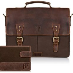 Zestaw brązowy PAOLO PERUZZI portfel i torba ZUP-07-BR. Brązowe portfele męskie Paolo Peruzzi, bez wzorów, z bawełny. Za 329.99 zł.