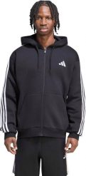 Adidas Bluza męska adidas Essentials 3-Stripes Fleece Full-Zip Hoodie czarna KY6559 XL. Czarne bluzy męskie Adidas, m, bez wzorów, bez kaptura. Za 301.31 zł.