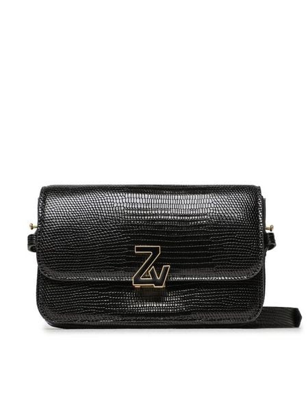 Zadig & Voltaire Torebka Zv Initiale Le Mini Embossed I LWBA02215 Czarny. Czarne listonoszki damskie Zadig & Voltaire, bez wzorów, ze skóry, bez dodatków. Za 1,829.00 zł.