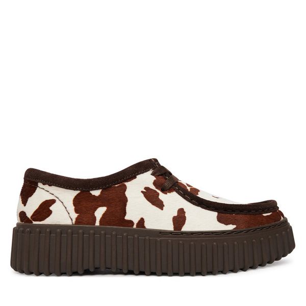 Półbuty Clarks. Brązowe półbuty damskie Clarks, bez wzorów, bez obcasa, na płaskiej podeszwie, bez zapięcia. Za 366.99 zł.