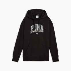 Bluza sportowa damska z kapturem Puma. Czarne bluzy damskie Puma, m, z aplikacjami, z bawełny, klasyczne, bez ramiączek, z kapturem. Za 206.50 zł.