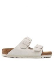 BIRKENSTOCK Arizona SFB LEVE Antique White Klapki damskie. Białe klapki damskie Birkenstock, na lato, bez wzorów, ze skóry, eleganckie, bez obcasa, bez zapięcia. Za 409.99 zł.