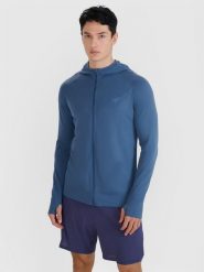 4F Bluza do biegania w terenie szybkoschnąca męska - granatowa L/XL. Niebieskie bluzy sportowe męskie 4F, l, bez wzorów, z dzianiny, z kapturem, do biegania. W wyprzedaży za 149.99 zł.