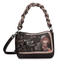 Brązowa Mała Damska Torebka Anekke Z Elegancką Rączką Mademoiselle. Brązowe listonoszki damskie Anekke, z aplikacjami, z materiału, na ramię, małe, z nadrukiem, bez dodatków. Za 339.00 zł.