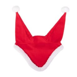 Czapka dla konia QHP Santa. Czerwone czapki damskie QHP, bez wzorów, z futra, wizytowe. Za 99.50 zł.