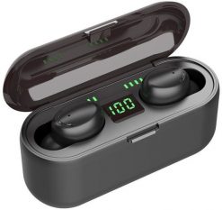 Słuchawki WOW Bezprzewodowe F9 Sport & Leisure Super-Fit TWS Bluetooth 5.1 Stereo Earphones with HD Mic LED charging case Black -F9 (WOW-F9). Czarne słuchawki bezprzewodowe Wow. Za 48.34 zł.