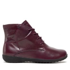 Botki Josef Seibel. Czerwone botki damskie Josef Seibel, bez wzorów, bez obcasa, na płaskiej podeszwie, bez zapięcia. Za 339.99 zł.