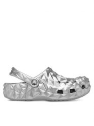 Crocs Klapki Cls Metallic Geometric Clog 210002 Srebrny. Szare klapki damskie Crocs, bez wzorów, z tworzywa sztucznego, bez obcasa, bez zapięcia. Za 199.99 zł.