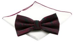 Mucha Męska z Białą Poszetką - Chattier - Czerwone Paisley z Zielonymi Akcentami. Czerwone krawaty i muchy Chattier, bez wzorów, z mikrofibry, eleganckie. Za 59.00 zł.