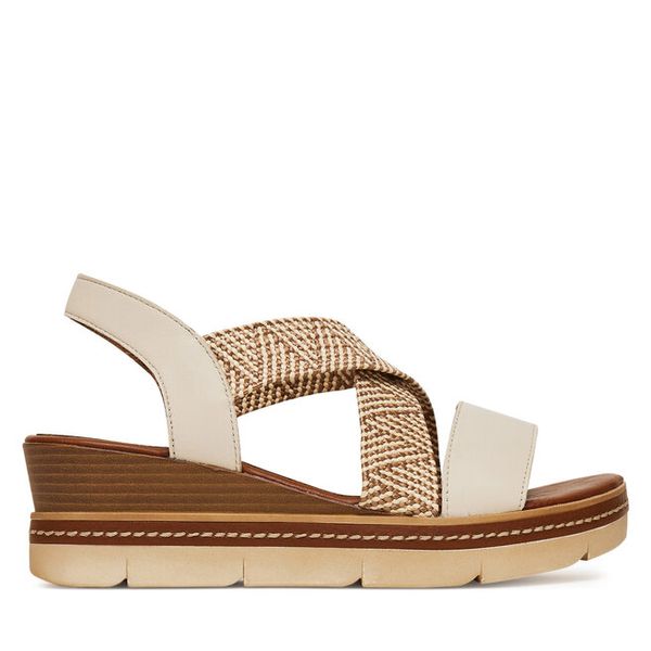 Sandały Remonte. Brązowe sandały damskie Remonte, bez wzorów, bez obcasa, na koturnie, bez zapięcia. Za 279.99 zł.