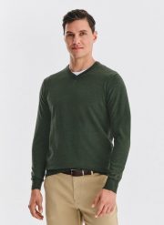 PAKO LORENTE - Wełniany sweter w kolorze zielonym. Zielone swetry męskie Pako Lorente, na jesień, l, bez wzorów, z wełny, bez kołnierzyka, bez ramiączek. Za 399.99 zł.