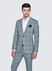 PAKO LORENTE – Niebieska marynarka garniturowa w kratę. Niebieskie garnitury męskie Pako Lorente, m, bez wzorów, boho. Za 499.99 zł.