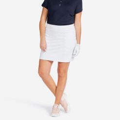 Spódnica ze spodenkami do golfa Inesis WW500. Białe spódnice damskie INESIS, na imprezę, m, bez wzorów, z elastanu, eleganckie, dopasowane. W wyprzedaży za 89.99 zł.