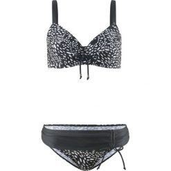 Bikini na fiszbinach "minimizer" (2 części) bonprix czarno-biały. Czarne bikini bonprix, bez wzorów. Za 74.99 zł.