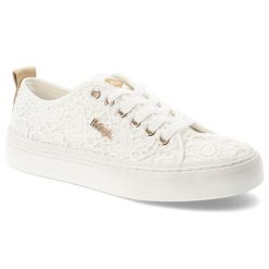 Trampki damskie Lee Cooper, cholewka z materiału tekstylnego koronkowego wiązanie z przodu metalowe oczka na grubszej podeszwie, białe, LCW-26-02-406. Białe trampki i tenisówki damskie Lee Cooper, bez wzorów, z koronki, bez zapięcia. Za 129.00 zł.