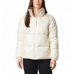 Kurtka Puchowa Damska Columbia Puffect Jacket. Białe kurtki sportowe damskie Columbia, l, bez wzorów, z puchu, bez ramiączek, bez kaptura, trekkingowe. Za 465.00 zł.