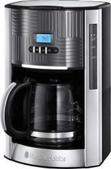 Ekspres przelewowy Russell Hobbs Cyfrowy Ekspres Russell Hobbs Geo szary ze stali nierdzewnej, programowalny zegar, szklany dzbanek 1,5 l, do 12 filiż. Szare ekspresy przelewowe Russell Hobbs. Za 324.99 zł.