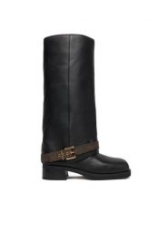 MICHAEL Michael Kors Kozaki Colby 40F5COFB6L Czarny. Czarne kozaki damskie MICHAEL Michael Kors, bez wzorów, ze skóry, bez obcasa, na płaskiej podeszwie, bez zapięcia. Za 1,779.00 zł.