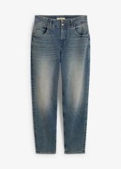 Dżinsy mom, high waist. Niebieskie jeansy damskie bonprix, bez wzorów, z jeansu, z podwyższonym stanem. Za 122.99 zł.
