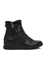 Rieker Botki CEO-L4864-00 Czarny. Czarne botki damskie Rieker, bez wzorów, ze skóry, bez obcasa, na koturnie, bez zapięcia. Za 439.99 zł.