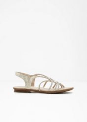 Sandały Rieker z paseczków z połyskiem. Brązowe sandały damskie bonprix, bez wzorów, bez obcasa, bez zapięcia. Za 249.99 zł.