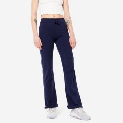 Legginsy fitness damskie Domyos. Czarne legginsy damskie DOMYOS, bez wzorów, z bawełny. Za 69.99 zł.