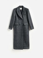 Płaszcz z dodatkiem wełny - szary. Szare płaszcze damskie Reserved, l, bez wzorów, z tkaniny, bez kołnierzyka, bez kaptura. Za 599.99 zł.
