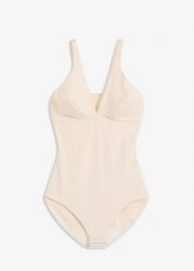 Body lekko modelujące. Brązowe body bonprix, bez wzorów. Za 59.99 zł.