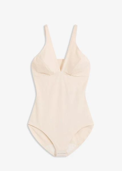 Body lekko modelujące. Brązowe body bonprix, bez wzorów. Za 59.99 zł.