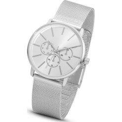 Zegarek na metalowej siatkowej bransoletce bonprix srebrny kolor. Szare zegarki damskie bonprix, metalowe. Za 89.99 zł.