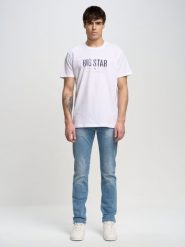Koszulka męska o klasycznym kroju biała Bruno 101. Białe t-shirty męskie BIG STAR, l, bez wzorów, z bawełny, bez kołnierzyka, bez ramiączek. Za 99.99 zł.