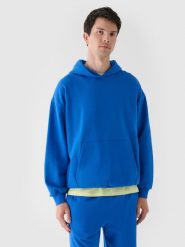 4F Bluza dresowa nierozpinana z kapturem męska - niebieska L. Niebieskie bluzy sportowe męskie 4F, l, bez wzorów, z bawełny, z kapturem. W wyprzedaży za 99.99 zł.
