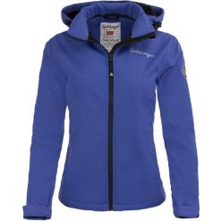 Kurtka Softshell Damska Spitsbergen – wiatroodporna, oddychająca. Fioletowe kurtki sportowe damskie Golf, bez wzorów, z softshellu, bez ramiączek, bez kaptura, na golfa. Za 273.99 zł.