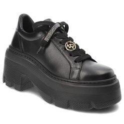 Czarne Półbuty Karino Obuwie Damskie Na Solidnej Platformie. Czarne półbuty damskie Karino, bez wzorów, z jeansu, eleganckie, bez obcasa, na obcasie, bez zapięcia. Za 549.00 zł.