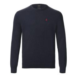 Sweter z okrągłym dekoltem Musto Original. Niebieskie swetry męskie Musto, l, bez wzorów, sportowe, bez kołnierzyka, bez ramiączek. Za 384.50 zł.