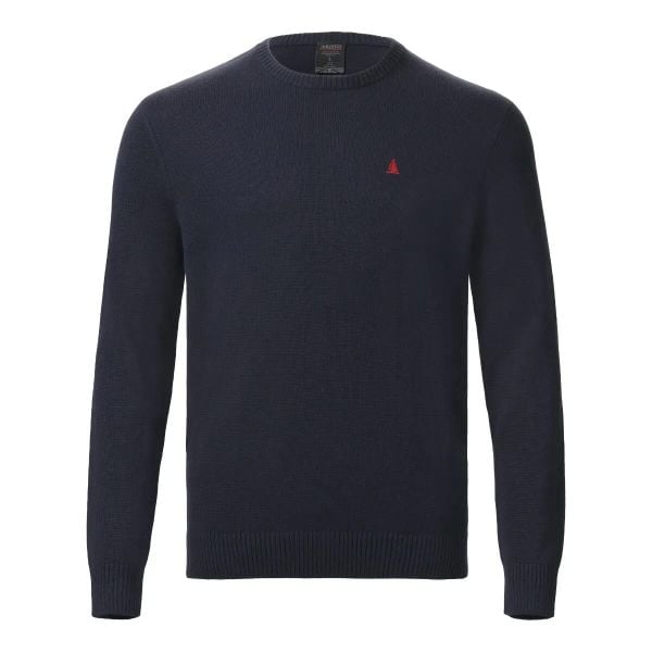 Sweter z okrągłym dekoltem Musto Original. Niebieskie swetry męskie Musto, l, bez wzorów, z bawełny, casualowe, bez kołnierzyka, bez ramiączek. Za 458.50 zł.