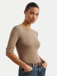 LAUREN RALPH LAUREN Bluzka 200654963191 Beżowy Slim Fit. Brązowe bluzki damskie Lauren Ralph Lauren, xl, bez wzorów, z bawełny, bez kołnierzyka, bez ramiączek. Za 159.99 zł.