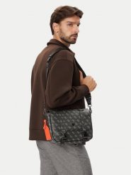 Guess Saszetka HMMILO P6464 Czarny. Czarne saszetki i nerki męskie Guess, z aplikacjami, ze skóry. Za 494.99 zł.