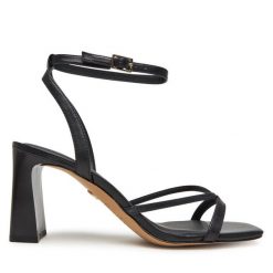 Sandały Aldo. Czarne sandały damskie Aldo, bez wzorów, bez obcasa, na słupku, bez zapięcia. Za 369.99 zł.