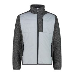 Polarowa hybryda CMP. Szare bluzy sportowe męskie CMP, bez wzorów, z polaru, bez kaptura, trekkingowe. Za 356.00 zł.
