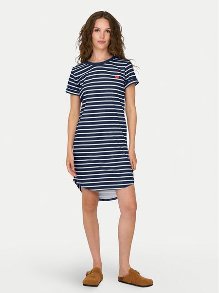 JDY Sukienka codzienna New Ivy 15298074 Granatowy Regular Fit. Niebieskie sukienki damskie JDY, na co dzień, s, bez wzorów, z bawełny, bez kołnierzyka, bez ramiączek, proste. Za 59.99 zł.